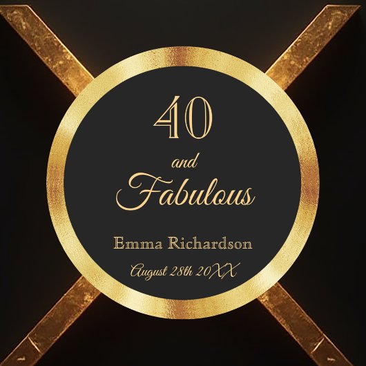 40 und der fabelhafte schwarze Goldname Runder Aufkleber