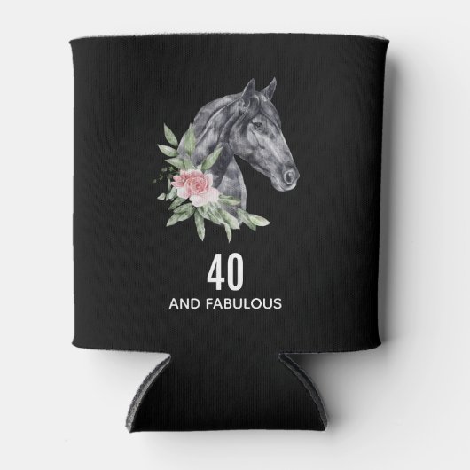 40 und ein fabelhafter schwarzer Pferdekopf Dosenkühler (Vorderseite)