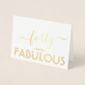 40 und fabelhaft einfache stilvolle Happy Birthday Folienkarte (Vorderseite)