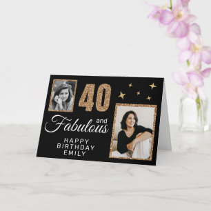 40 und Fabelhaft Gold Glitter 2 Foto 40. Geburtsta Karte