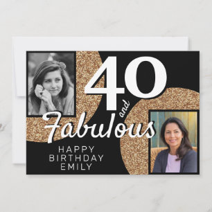 40 und Fabelhaft Gold Glitter 2 Foto 40. Geburtsta Karte