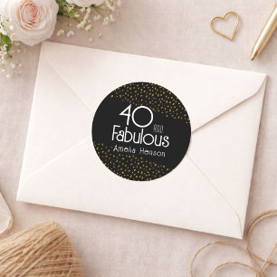 40 und Fabelhaft Gold Glitter 40. Geburtstag Runder Aufkleber