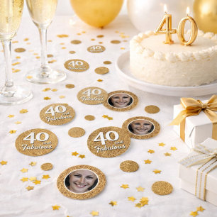 40 und Fabelhaft Gold Glitter Foto 40. Geburtstag  Konfetti