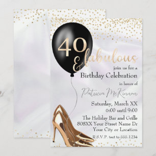 40 und Fabelhaft Goldene High Heels Einladung