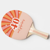 "40 und fabelhaft", Retro hell Pfirsich klein Tischtennis Schläger (Seitenansicht)