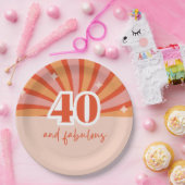 "40 und fabelhaft", Retro heller Pfirsich Pappteller (Party)