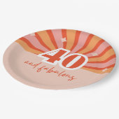 "40 und fabelhaft", Retro heller Pfirsich Pappteller (Schrägansicht)