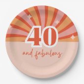 "40 und fabelhaft", Retro heller Pfirsich Pappteller (Vorderseite)