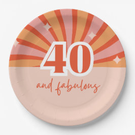 "40 und fabelhaft", Retro heller Pfirsich Pappteller