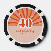 "40 und fabelhaft", Retro heller Pfirsich Pokerchips (Rückseite)
