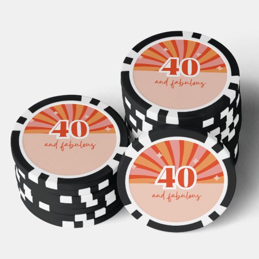 "40 und fabelhaft", Retro heller Pfirsich Pokerchips (Stapel)