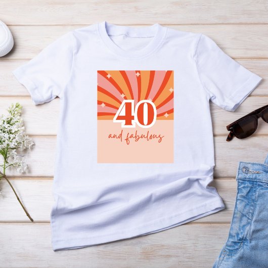 "40 und fabelhaft", Retro heller Pfirsich T-Shirt