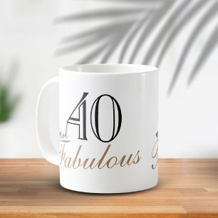40. und Fabelhaft Schwarzes Elegantes Skript Gebur Kaffeetasse