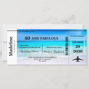 40 und fabelhafte 40. Boarding Pass Geburtstag