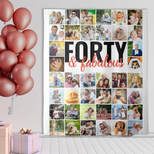 40 und fabelhafte 40 FotoCollage Geburtstag Wandteppich