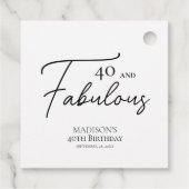 40 und fabelhafte 40. Schwarz & Weiß Geburtstag Geschenkanhänger (Rückseite)