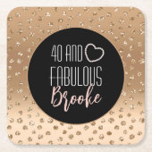 40 und fabelhafte Birthday Sparkle Gold Black Blus Rechteckiger Pappuntersetzer (Vorderseite)