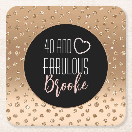 40 und fabelhafte Birthday Sparkle Gold Black Blus Rechteckiger Pappuntersetzer (Vorderseite)