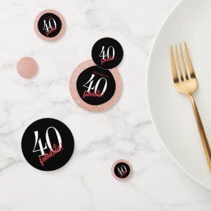 40 und fabelhafte Black and Rose Gold Glitzer Konfetti