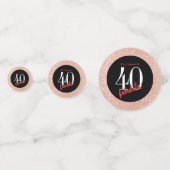 40 und fabelhafte Black and Rose Gold Glitzer Konfetti (Vorderseiten)