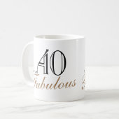 40. und fabelhafte Black Elegant Script Geburtstag Kaffeetasse (Vorderseite Links)