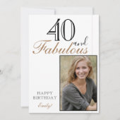 40 und fabelhafte Elegant Happy Birthday Foto Karte (Vorderseite)