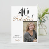 40 und fabelhafte Elegant Happy Birthday Foto Karte (Stehend Vorderseite)