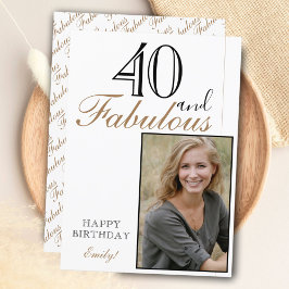 40 und fabelhafte Elegant Happy Birthday Foto Karte