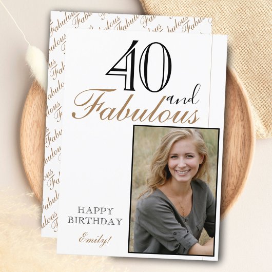 40 und fabelhafte Elegant Happy Birthday Foto Karte