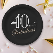 40 und fabelhafte Elegant Script Black 40. Geburts Pappteller