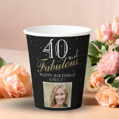 40 und fabelhafte Elegant Script Foto 40. Geburtst Pappbecher