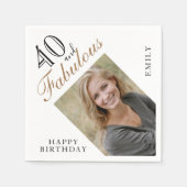 40 und fabelhafte Elegant Script Foto 40. Geburtst Serviette (Vorderseite)