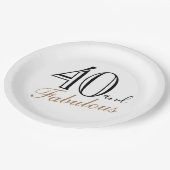 40 und fabelhafte Elegant Script Frau 40. Geburtst Pappteller (Schrägansicht)