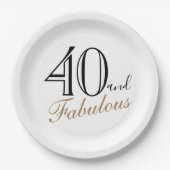40 und fabelhafte Elegant Script Frau 40. Geburtst Pappteller (Vorderseite)