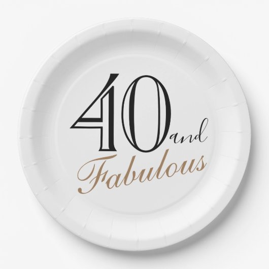 40 und fabelhafte Elegant Script Frau 40. Geburtst Pappteller (Vorderseite)
