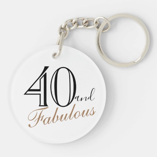 40 und fabelhafte Elegant Script Frau 40. Geburtst Schlüsselanhänger (Rückseite)