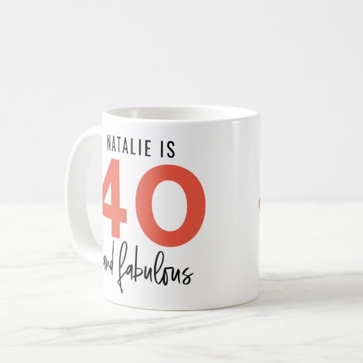 40 und fabelhafte, fette Typografie Kaffeetasse (Vorderseite Links)