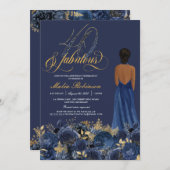 40 und fabelhafte formale Elegant Sapphire Geburts Einladung (Vorne/Hinten)