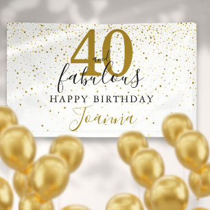 40 und fabelhafte Geburtstag Elegant Gold und Schw Banner