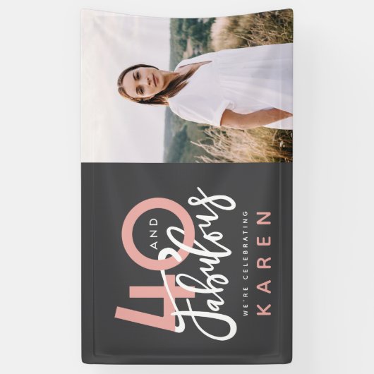 40 und fabelhafte Geburtstags-Fotofahne Banner (Vertikal)