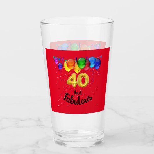 40 und fabelhafte Geburtstagsballons Glas (Vorderseite)