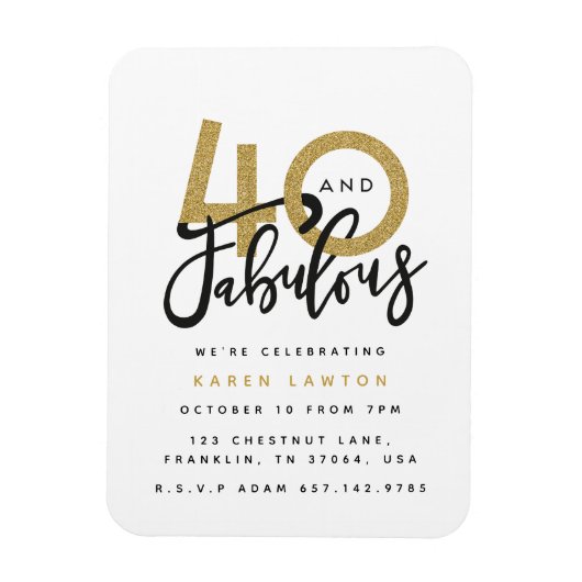 40 und fabelhafte Geburtstagsfeier Magnet (Vertikal)