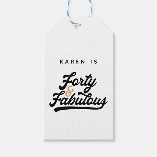 40 und fabelhafte Geburtstagsparty Geschenkanhänger (Vorderseite)
