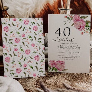 40 und fabelhafte Geburtstagsparty Pink Floral Einladung