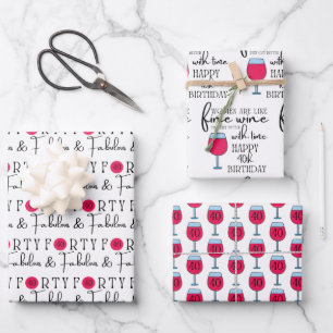 40 und fabelhafte Geburtstagsschilder Geschenkpapier Set