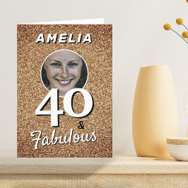 40 und fabelhafte Gold Glitzer Foto 40. Geburtstag Karte