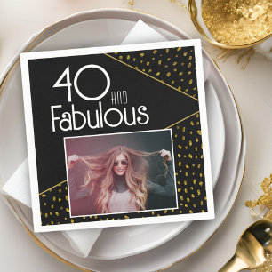 40 und fabelhafte Gold Glitzer Foto 40. Geburtstag Serviette