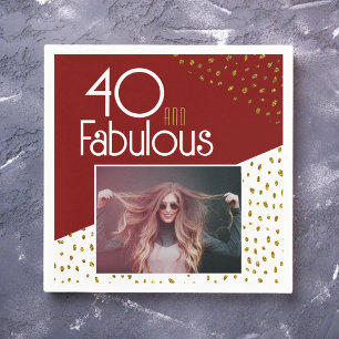 40 und fabelhafte Gold Glitzer Foto 40. Geburtstag Serviette