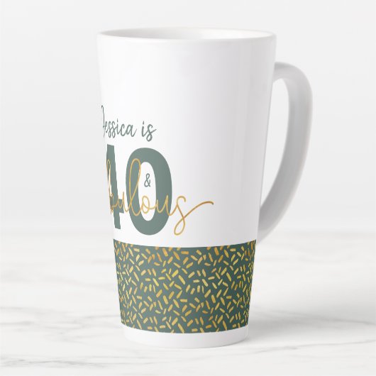 40 und fabelhafte Green und Gold Personalisiert Milchtasse (Rechte Ecke)