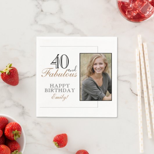 40 und fabelhafte Moderne Elegant Geburtstags-Foto Serviette (Beispiel)